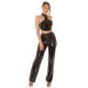 Crop top dama din latex negru, cu chocker, Victorina 6 - jojofashion.ro