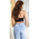 Crop top dama, din latex, negru, Kassya Crop top dama, din latex, negru, Kassya 3 - jojofashion.ro