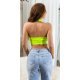 Crop top dama, din latex, verde neon, Kassya Crop top dama, din latex, verde neon, Kassya 3 - jojofashion.ro