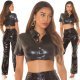 Crop top dama, din piele eco, negru, cu nasturi, Meylin Crop top dama, din piele eco, negru, cu nasturi, Meylin 7 - jojofashion.ro