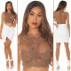 Crop top dama elegant, cappuccino, semitransparent, Marlie Crop top dama elegant, cappuccino, semitransparent, Marlie 9 - jojofashion.ro
