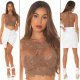 Crop top dama elegant, cappuccino, semitransparent, Marlie 9 - jojofashion.ro