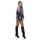Crop top dama elegant, din satin bleumarin, cu maneca lunga, Kaline 6 - jojofashion.ro