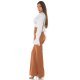Crop top dama elegant, petrecut, din satin alb, cu maneca lunga, Brunella 5 - jojofashion.ro