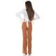 Crop top dama elegant, petrecut, din satin alb, cu maneca lunga, Brunella 7 - jojofashion.ro