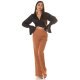Crop top dama elegant, petrecut, din satin negru, cu maneca lunga, Brunella 6 - jojofashion.ro