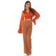 Crop top dama elegant, petrecut, din satin orange, cu maneca lunga, Brunella 4 - jojofashion.ro