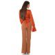 Crop top dama elegant, petrecut, din satin orange, cu maneca lunga, Brunella 5 - jojofashion.ro