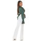 Crop top dama elegant, petrecut, din satin verde, cu maneca lunga, Brunella 5 - jojofashion.ro