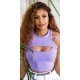 Crop top dama lila cu decupaje, Genevieve 2 - jojofashion.ro