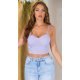 Crop top dama, lila, cu pietricele si cupe incorporate, Karinne 2 - jojofashion.ro