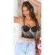 Crop top dama negru, cu franjuri argintii, Yandra Crop top dama negru, cu franjuri argintii, Yandra 2 - jojofashion.ro