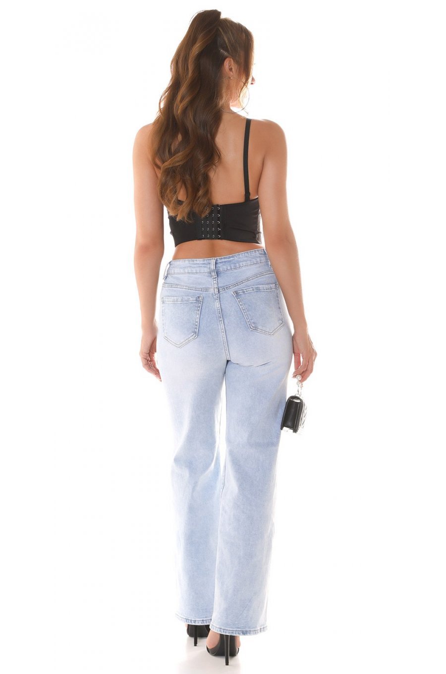Crop top dama negru, cu franjuri argintii, Yandra Crop top dama negru, cu franjuri argintii, Yandra 5 - jojofashion.ro
