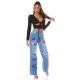 Crop top dama negru, cu maneca lunga si cupe, Darya 4 - jojofashion.ro