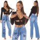 Crop top dama negru, cu maneca lunga si cupe, Darya 7 - jojofashion.ro