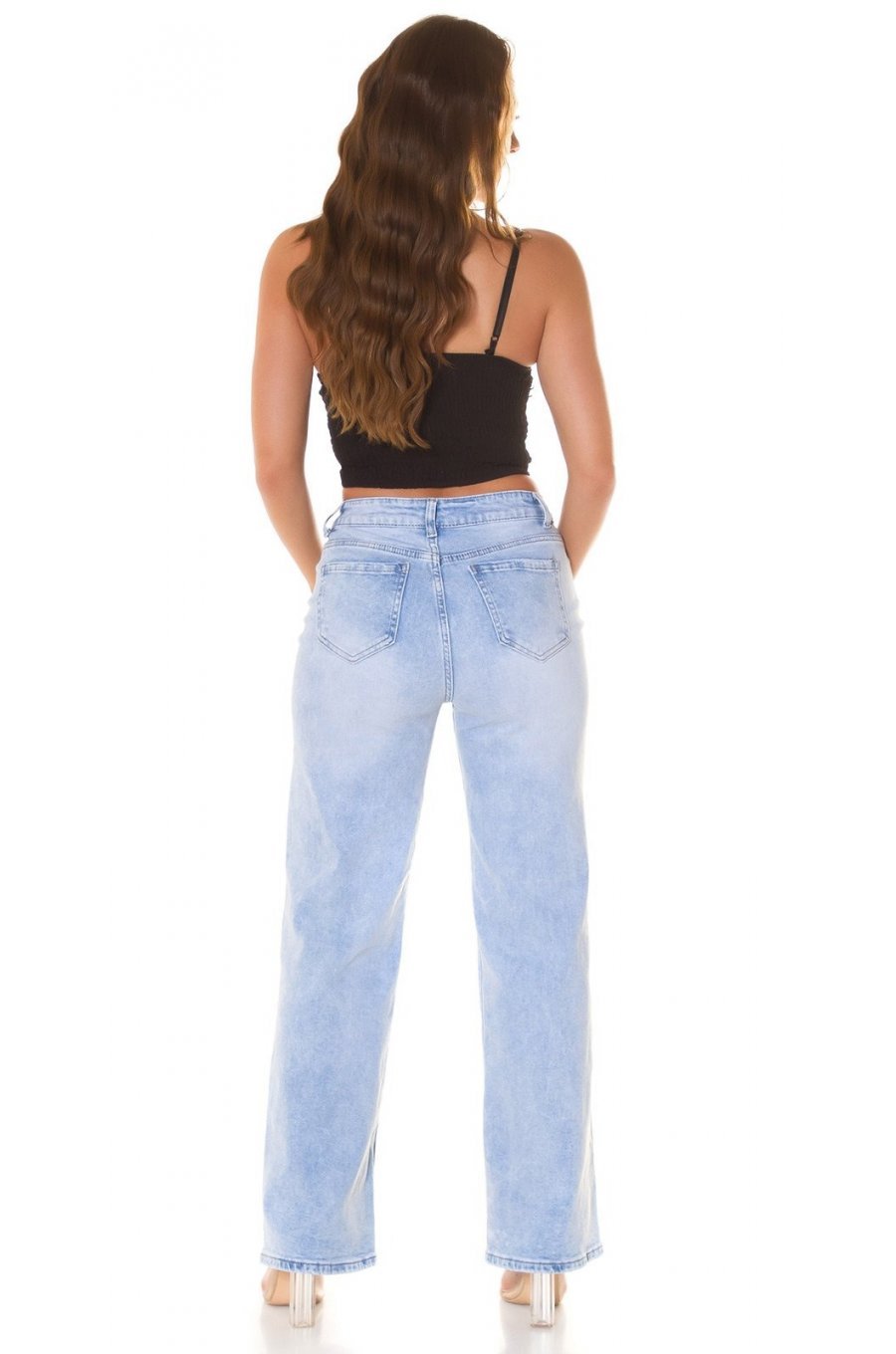 Crop top dama, negru, cu pietricele si cupe incorporate, Karinne 4 - jojofashion.ro