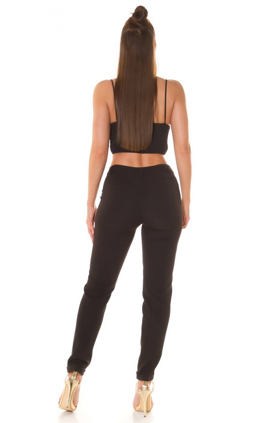Crop top dama negru, de vara, incretit, Yvanka Crop top dama negru, de vara, incretit, Yvanka 5 - jojofashion.ro