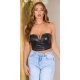 Crop top dama negru, din piele eco, bandeau, Frances Crop top dama negru, din piele eco, bandeau, Frances 2 - jojofashion.ro