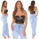 Crop top dama negru, din piele eco, bandeau, Frances Crop top dama negru, din piele eco, bandeau, Frances 8 - jojofashion.ro