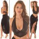 Crop top dama negru, leopard print, neckholder, Nisrine 3 - jojofashion.ro