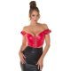 Crop top dama piele eco rosie tip corset Manya 2 - jojofashion.ro
