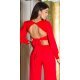 Crop top dama, rosu, cu maneca lunga si decolteu in V, Meredith 3 - jojofashion.ro