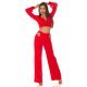 Crop top dama, rosu, cu maneca lunga si decolteu in V, Meredith 4 - jojofashion.ro