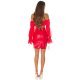 Crop top dama, rosu, cu umerii goi, maneca lunga, in stil spaniol, Lisette 5 - jojofashion.ro