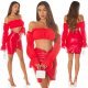 Crop top dama, rosu, cu umerii goi, maneca lunga, in stil spaniol, Lisette 8 - jojofashion.ro