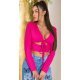 Crop top dama roz ciclam, cu maneca lunga si cupe, Darya Crop top dama roz ciclam, cu maneca lunga si cupe, Darya 2 - jojofashion.ro