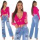 Crop top dama roz ciclam, cu maneca lunga si cupe, Darya Crop top dama roz ciclam, cu maneca lunga si cupe, Darya 7 - jojofashion.ro