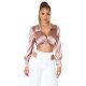 Crop top dama elegant satin cappuccino Kroma 2 - jojofashion.ro