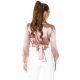 Crop top dama elegant satin cappuccino Kroma 3 - jojofashion.ro