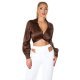 Crop top dama elegant satin maro Kroma 2 - jojofashion.ro