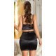 Crop top dama tip corset, din satin, negru, cu fermoar, Justine Crop top dama tip corset, din satin, negru, cu fermoar, Justine 3 - jojofashion.ro