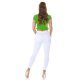Crop top dama verde cu volanase Kanna 5 - jojofashion.ro