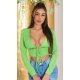 Crop top dama verde light, cu maneca lunga si cupe, Darya Crop top dama verde light, cu maneca lunga si cupe, Darya 2 - jojofashion.ro