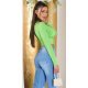 Crop top dama verde light, cu maneca lunga si cupe, Darya Crop top dama verde light, cu maneca lunga si cupe, Darya 3 - jojofashion.ro