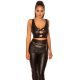 Crop top dama wetlook, negru, cu bralette, Tansu Crop top dama wetlook, negru, cu bralette, Tansu 2 - jojofashion.ro