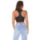 Crop top dama wetlook, negru, cu decupaje, Ciarra Crop top dama wetlook, negru, cu decupaje, Ciarra 3 - jojofashion.ro