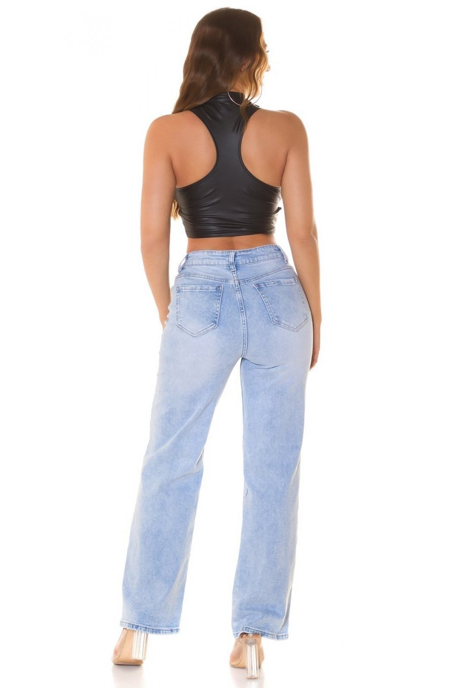 Crop top dama wetlook, negru, cu decupaje, Ciarra Crop top dama wetlook, negru, cu decupaje, Ciarra 5 - jojofashion.ro