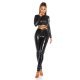 Tinuta de club top wetlook negru cu pantaloni talie inalta Davia 2 - jojofashion.ro