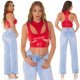 Crop top dama wetlook, rosu, cu decupaje, Ciarra 7 - jojofashion.ro