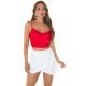Crop top dama satin rosu Leno 2 - jojofashion.ro