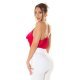 Top dama, decolteu cascada, satin rosu, accesorizat cu perle artificiale, Cinnia 3 - jojofashion.ro