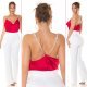 Top dama, decolteu cascada, satin rosu, accesorizat cu perle artificiale, Cinnia 7 - jojofashion.ro