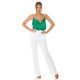 Top dama, decolteu cascada, satin verde, accesorizat cu perle artificiale, Cinnia 5 - jojofashion.ro