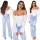 Top dama tip corset, alb, din satin, cu maneca lunga si umerii goi, Esra 8 - jojofashion.ro