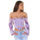 Top dama tip corset, lila, din satin, cu maneca lunga si umerii goi, Esra 2 - jojofashion.ro