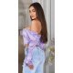 Top dama tip corset, lila, din satin, cu maneca lunga si umerii goi, Esra 3 - jojofashion.ro